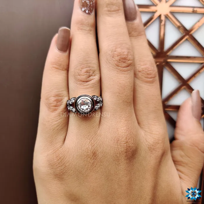 Diamondrensu 175 TCW Round Old European Cut Antique Vintage Moissanite Ring Rings Diamondrensu 175 TCW Round Old European Cut Antique Vintage Moissanite Ring Rings