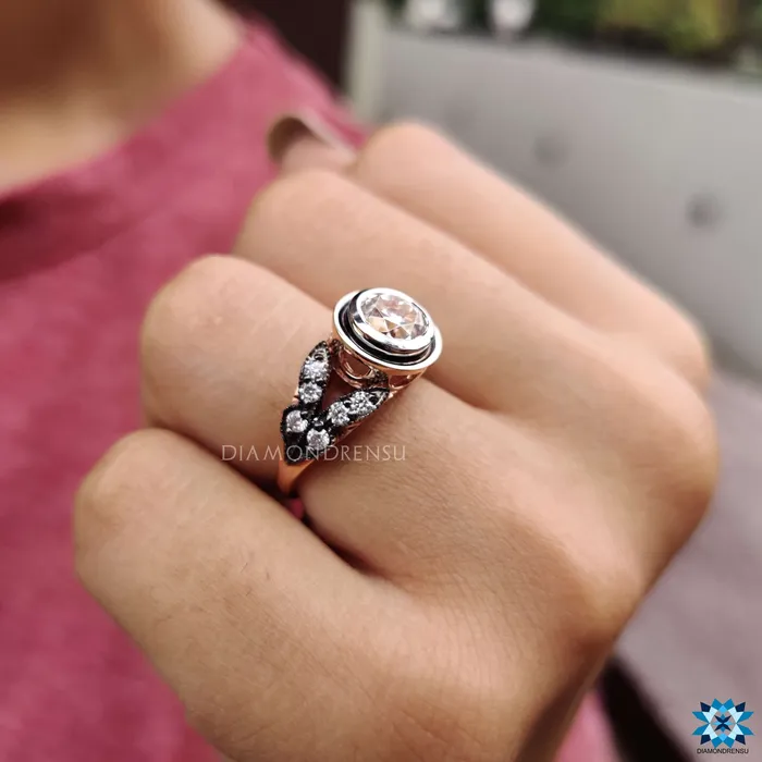 Diamondrensu 175 TCW Round Old European Cut Antique Vintage Moissanite Ring Rings Diamondrensu 175 TCW Round Old European Cut Antique Vintage Moissanite Ring Rings