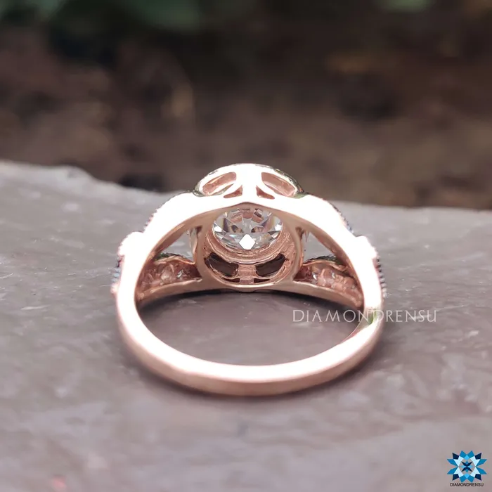 Diamondrensu 175 TCW Round Old European Cut Antique Vintage Moissanite Ring Rings Diamondrensu 175 TCW Round Old European Cut Antique Vintage Moissanite Ring Rings
