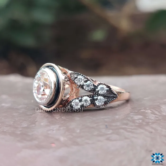 Diamondrensu 175 TCW Round Old European Cut Antique Vintage Moissanite Ring Rings Diamondrensu 175 TCW Round Old European Cut Antique Vintage Moissanite Ring Rings