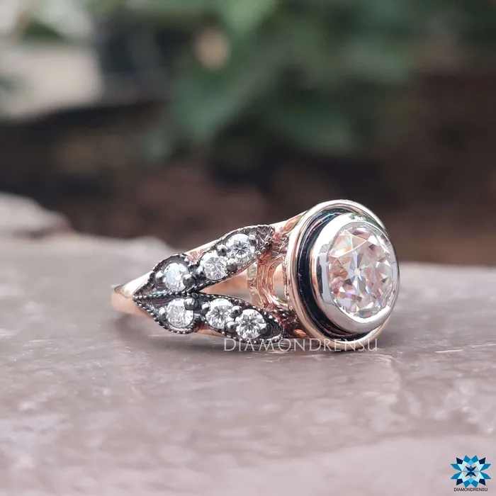 Diamondrensu 175 TCW Round Old European Cut Antique Vintage Moissanite Ring Rings Diamondrensu 175 TCW Round Old European Cut Antique Vintage Moissanite Ring Rings