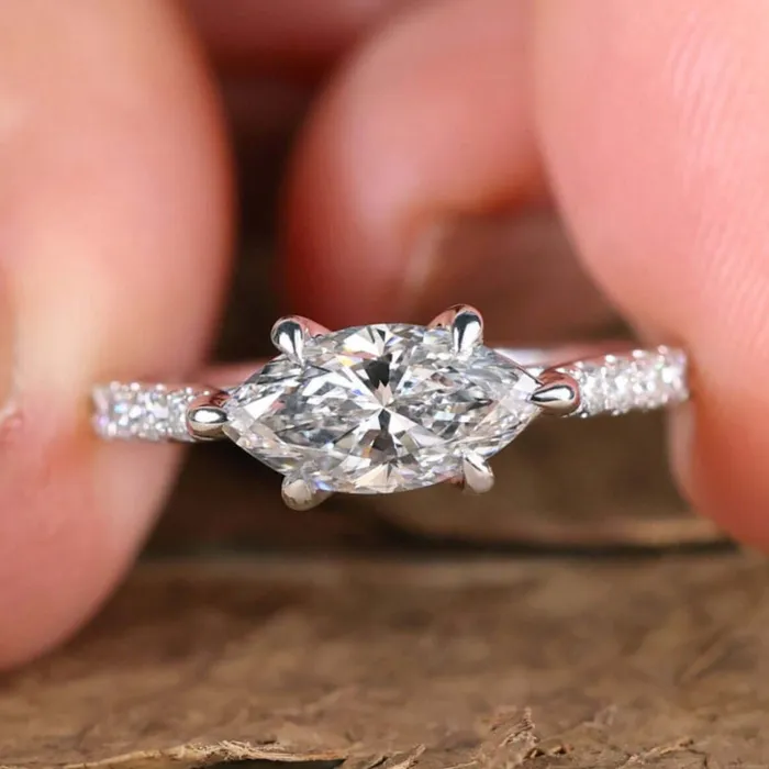 Diamondrensu 1 CT Marquise Cut Lab Grown Diamond Engagement Ring IGI Certified Diamond Rings Diamondrensu 1 CT Marquise Cut Lab Grown Diamond Engagement Ring IGI Certified Diamond Rings