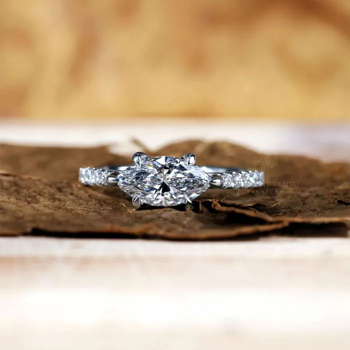 Diamondrensu 1 CT Marquise Cut Lab Grown Diamond Engagement Ring IGI Certified Diamond Rings