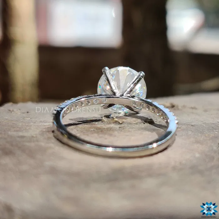 Diamondrensu 236 TW Round Brilliant Cut Pave Set Moissanite Engagement Ring Rings Diamondrensu 236 TW Round Brilliant Cut Pave Set Moissanite Engagement Ring Rings