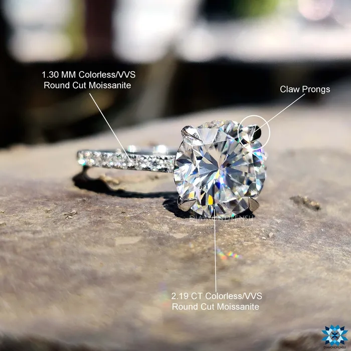 Diamondrensu 236 TW Round Brilliant Cut Pave Set Moissanite Engagement Ring Rings Diamondrensu 236 TW Round Brilliant Cut Pave Set Moissanite Engagement Ring Rings