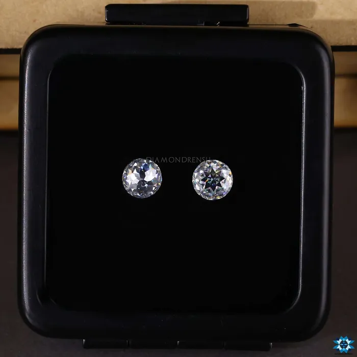 Diamondrensu Earrings 050 to 40 TW Round Rose Cut Best Pair Loose Moissanite for Stud Earrings