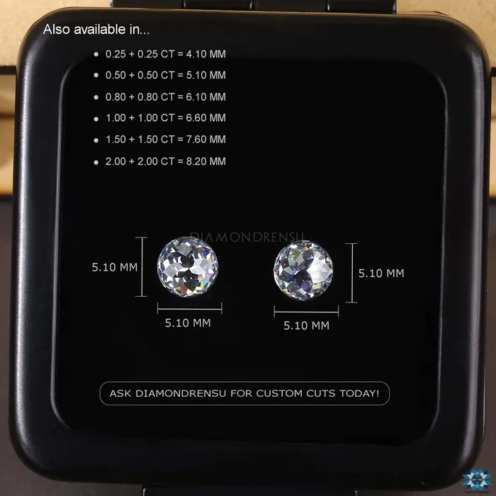 Diamondrensu Earrings 050 to 40 TW Round Rose Cut Best Pair Loose Moissanite for Stud Earrings