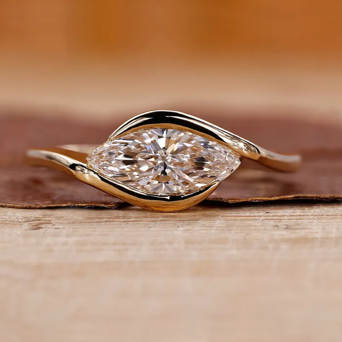 Diamondrensu Marquise Diamond Engagement Ring in East West Style Rings