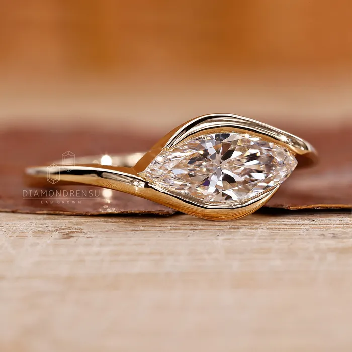 Diamondrensu Marquise Diamond Engagement Ring in East West Style Rings