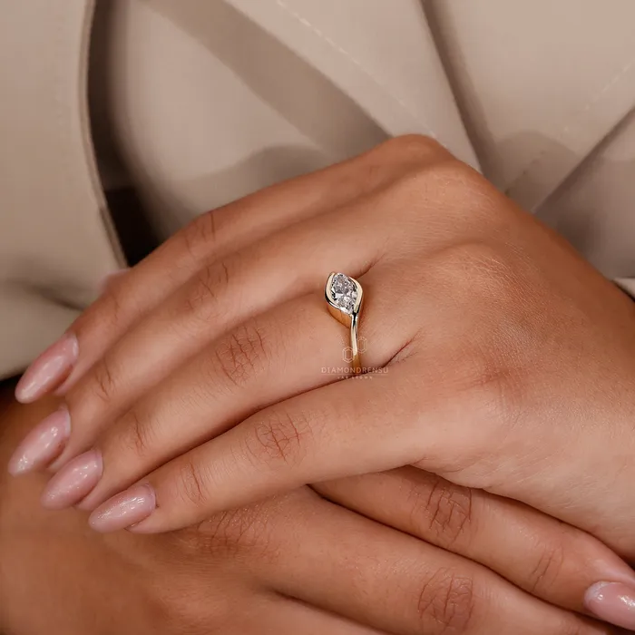 Diamondrensu Marquise Diamond Engagement Ring in East West Style Rings