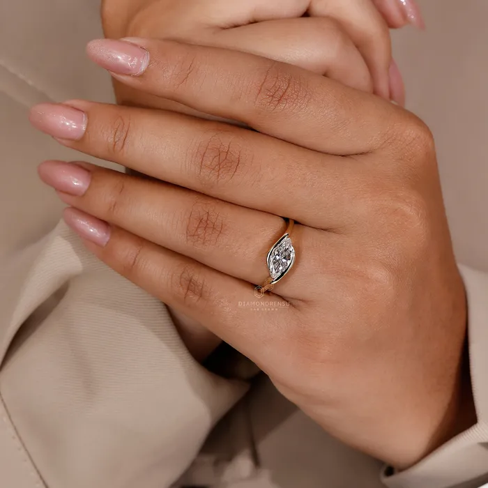 Diamondrensu Marquise Diamond Engagement Ring in East West Style Rings