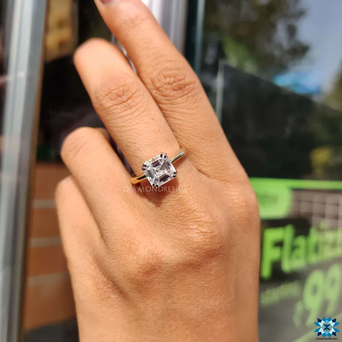 Diamondrensu Rings Asscher Cut Engagement Ring With Solitaire Style