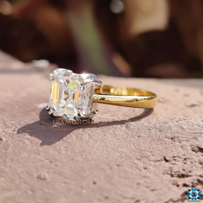 Diamondrensu Rings Asscher Cut Engagement Ring With Solitaire Style
