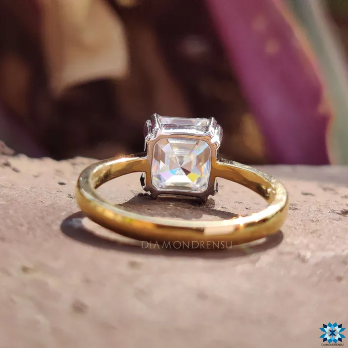 Diamondrensu Rings Asscher Cut Engagement Ring With Solitaire Style