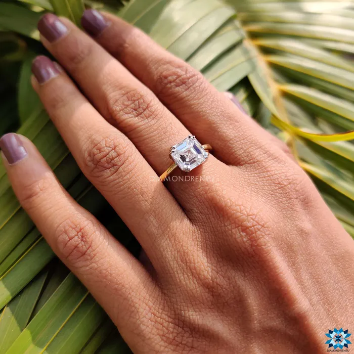 Diamondrensu Rings Asscher Cut Engagement Ring With Solitaire Style