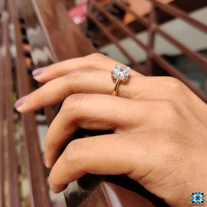 Diamondrensu Rings Asscher Cut Engagement Ring With Solitaire Style