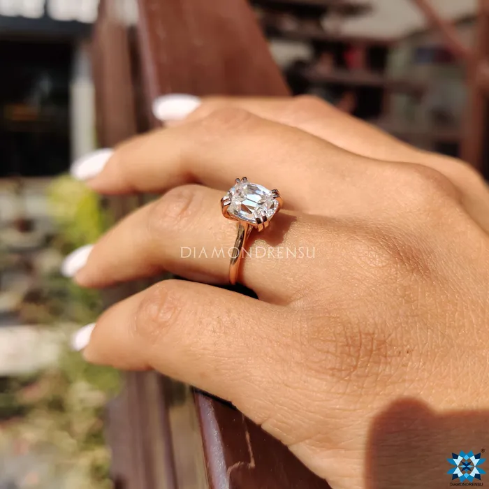 Diamondrensu Rings Cathedral set 220 CT Cushion Old European Cut Solitaire Moissanite Ring