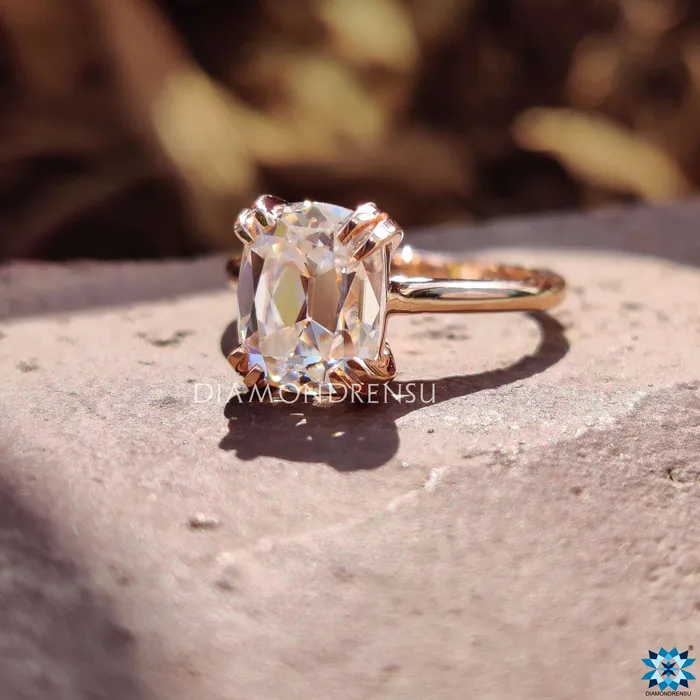 Diamondrensu Rings Cathedral set 220 CT Cushion Old European Cut Solitaire Moissanite Ring