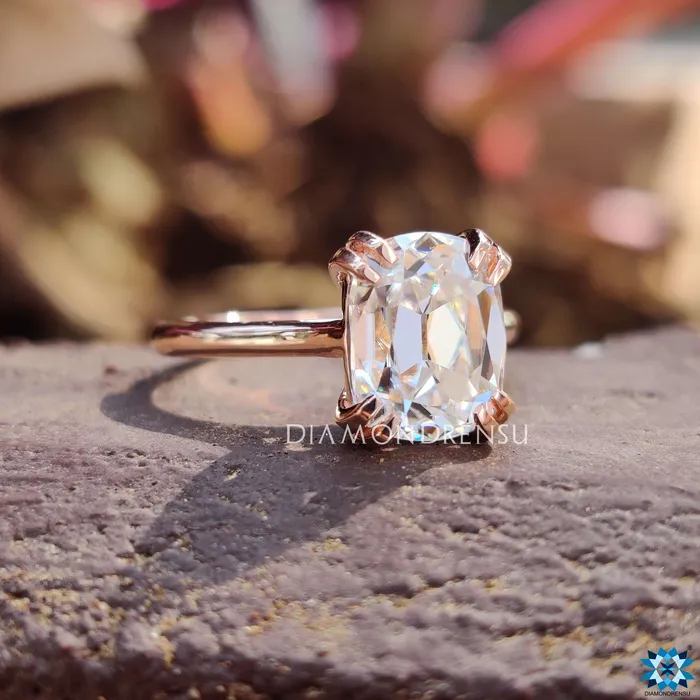 Diamondrensu Rings Cathedral set 220 CT Cushion Old European Cut Solitaire Moissanite Ring