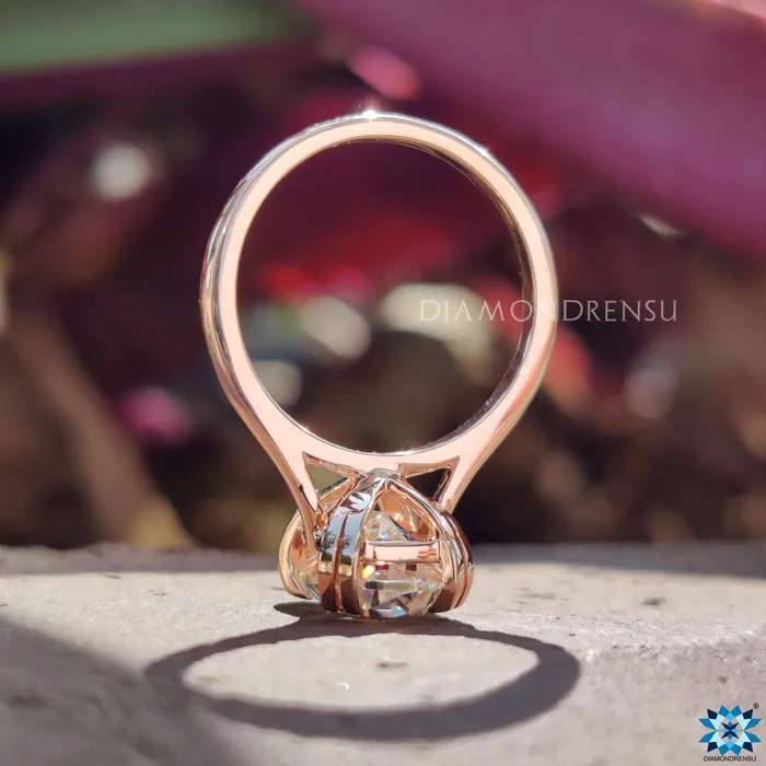 Diamondrensu Rings Cathedral set 220 CT Cushion Old European Cut Solitaire Moissanite Ring