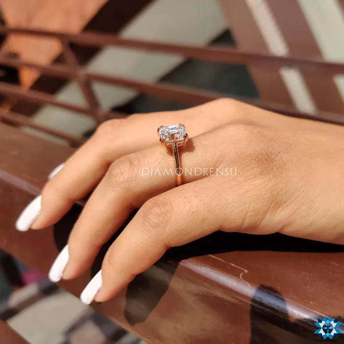 Diamondrensu Rings Cathedral set 220 CT Cushion Old European Cut Solitaire Moissanite Ring