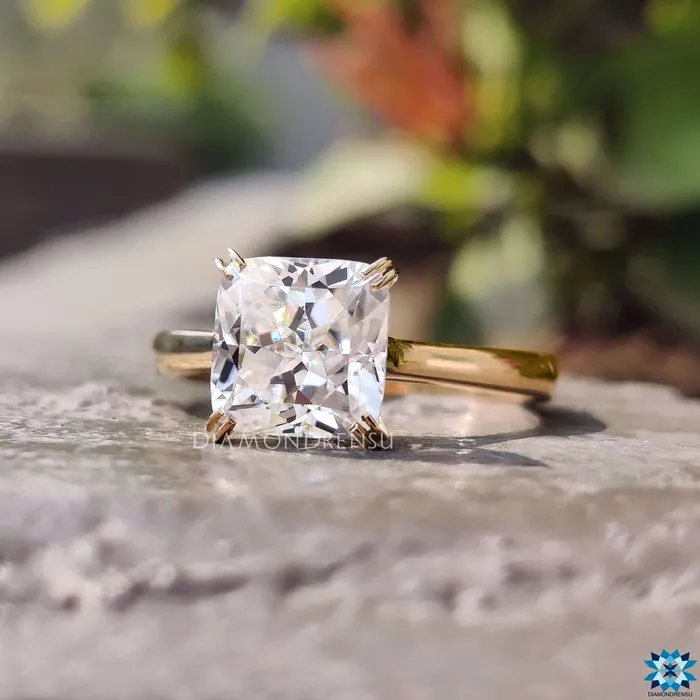 Diamondrensu Rings Infinity Symbol Ring 220 CT Cushion Rensu Cut Moissanite Solitaire Engagement Ring