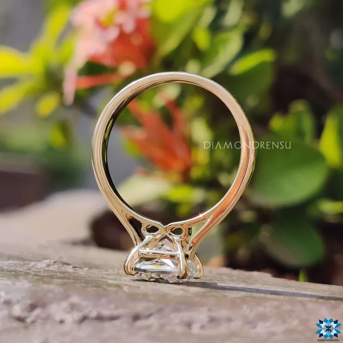 Diamondrensu Rings Infinity Symbol Ring 220 CT Cushion Rensu Cut Moissanite Solitaire Engagement Ring