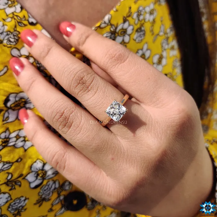 Diamondrensu Rings Infinity Symbol Ring 220 CT Cushion Rensu Cut Moissanite Solitaire Engagement Ring