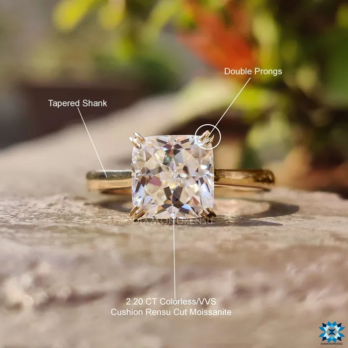 Diamondrensu Rings Infinity Symbol Ring 220 CT Cushion Rensu Cut Moissanite Solitaire Engagement Ring