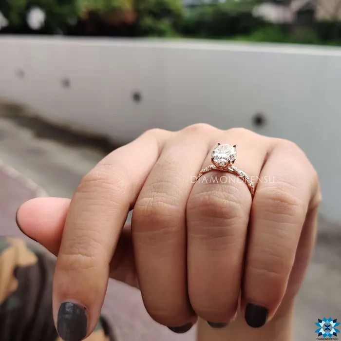Diamondrensu Rings Rope Pave Hidden Halo 220 TCW Oval Moissanite Engagement Ring Diamondrensu Rings Rope Pave Hidden Halo 220 TCW Oval Moissanite Engagement Ring