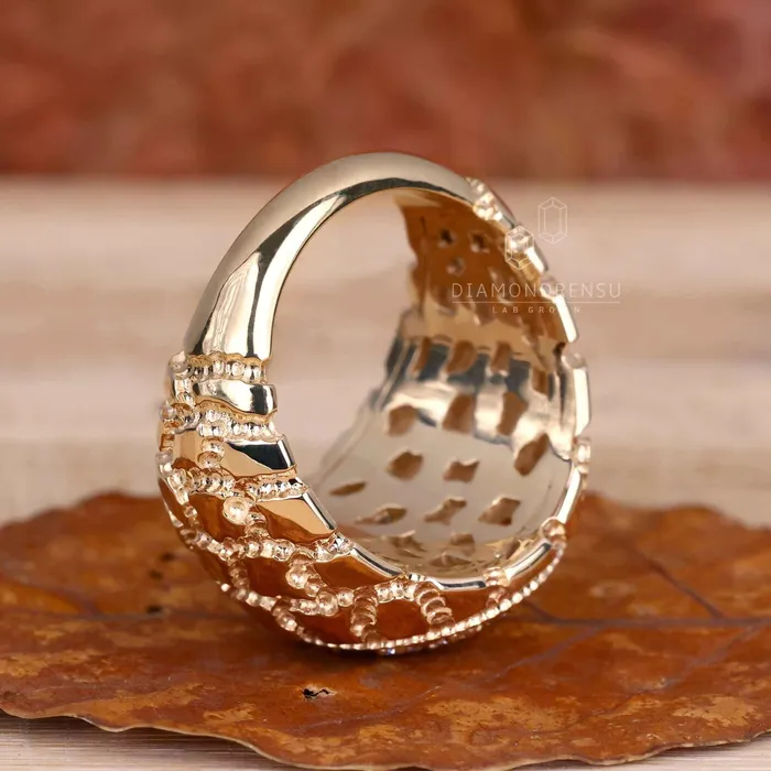 Diamondrensu Signet Ring for Him Round Lab Grown Diamond Mens Ring Rings