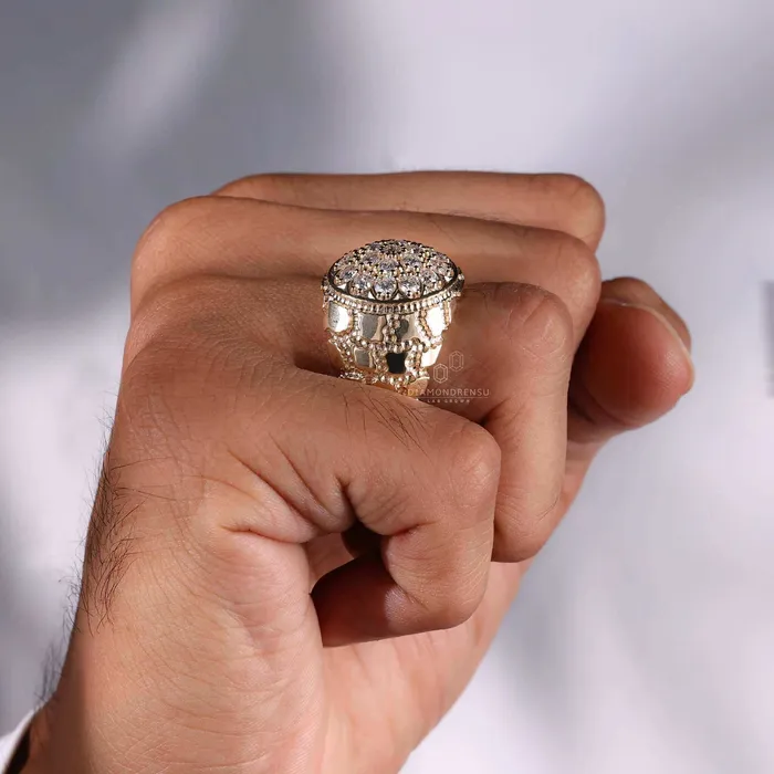 Diamondrensu Signet Ring for Him Round Lab Grown Diamond Mens Ring Rings