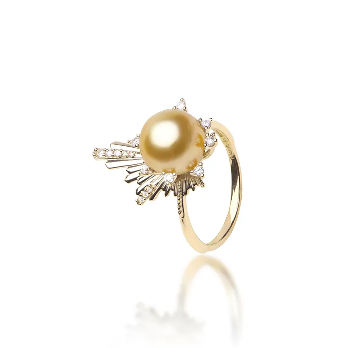 E Hola South Sea Gold Pearl Ring in Gold with Diamonds 21mm Maui Divers Jewelry Rings E Hola South Sea Gold Pearl Ring in Gold with Diamonds 21mm Maui Divers Jewelry Rings