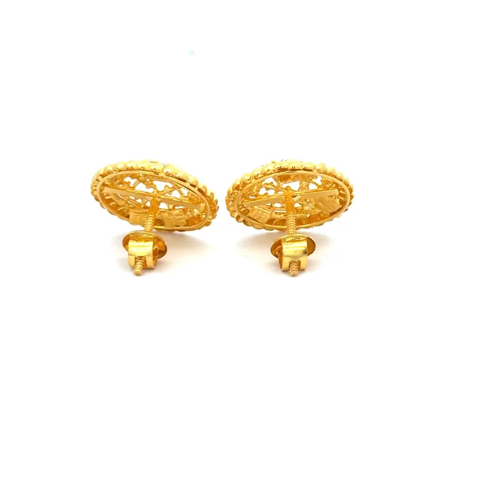 Earrings 22k Yellow Gold Filigree Medium Earrings with gold weight of 62g Gold Palace