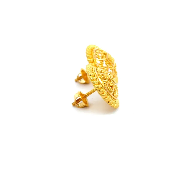 Earrings 22k Yellow Gold Filigree Medium Earrings with gold weight of 62g Gold Palace