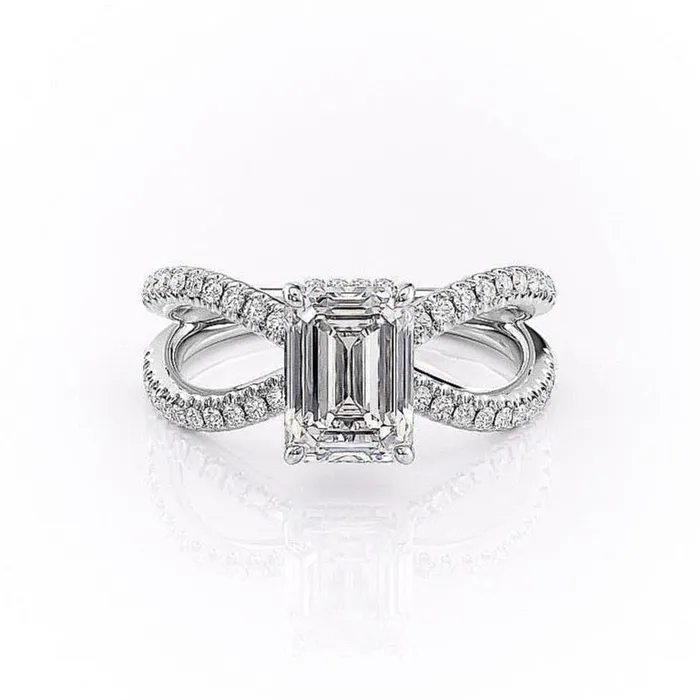 Earrings Flawless Moissanite Emerald Cut Moissanite CrissCross Design