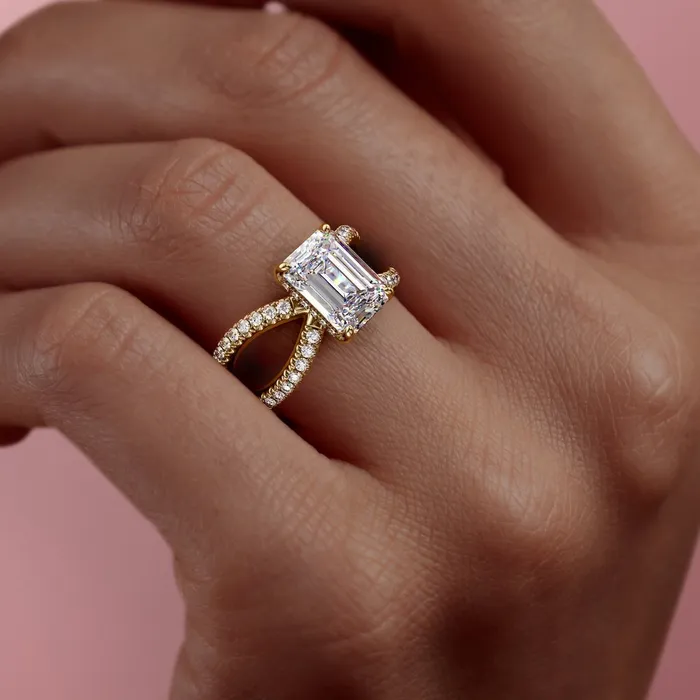 Earrings Flawless Moissanite Emerald Cut Moissanite CrissCross Design Earrings Flawless Moissanite Emerald Cut Moissanite CrissCross Design
