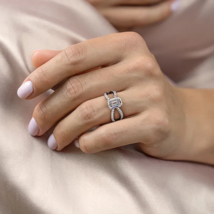Earrings Flawless Moissanite Emerald Cut Moissanite CrissCross Design Earrings Flawless Moissanite Emerald Cut Moissanite CrissCross Design