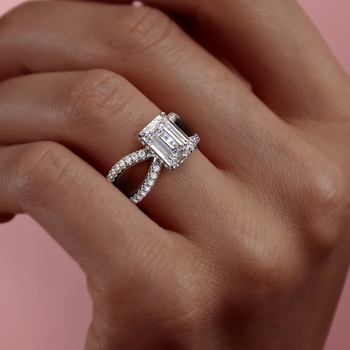 Earrings Flawless Moissanite Emerald Cut Moissanite CrissCross Design Earrings Flawless Moissanite Emerald Cut Moissanite CrissCross Design