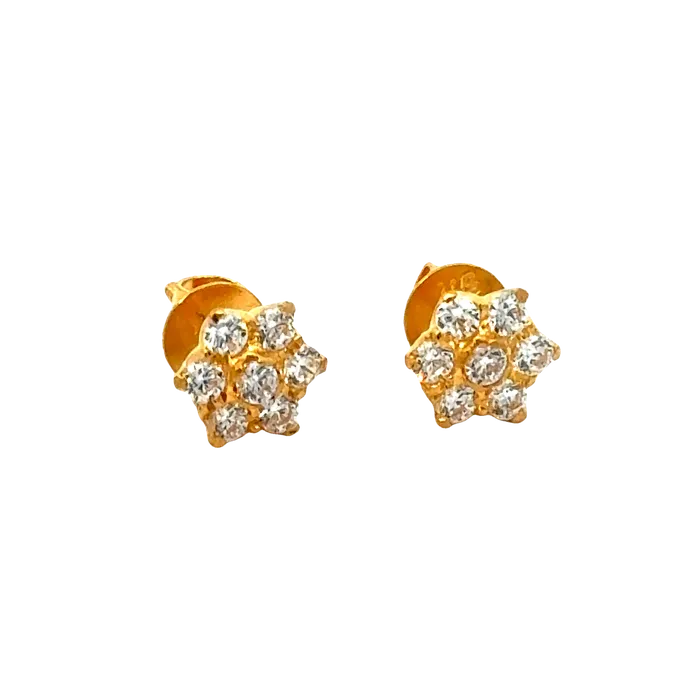 Earrings Gold Palace 22k Yellow Gold Cubic Zirconia Stud Earrings with gold weight of 1309g