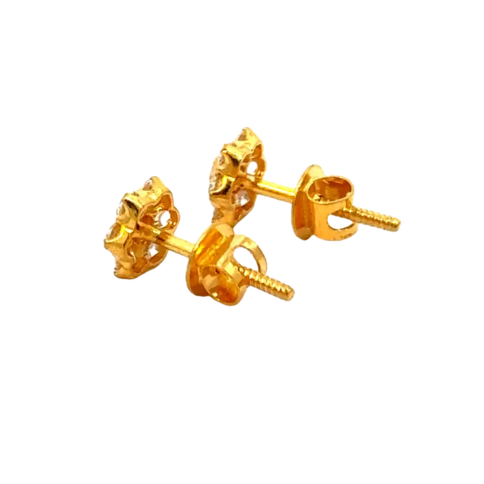 Earrings Gold Palace 22k Yellow Gold Cubic Zirconia Stud Earrings with gold weight of 1309g