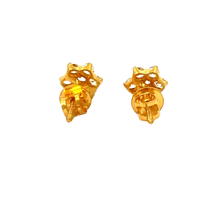 Earrings Gold Palace 22k Yellow Gold Cubic Zirconia Stud Earrings with gold weight of 1309g