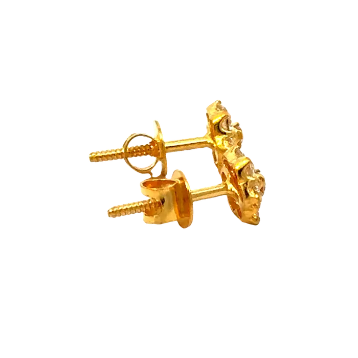 Earrings Gold Palace 22k Yellow Gold Cubic Zirconia Stud Earrings with gold weight of 1309g