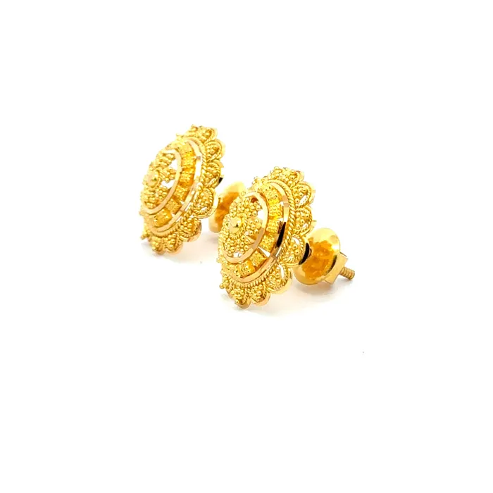 Earrings Gold Palace 22k Yellow Gold Filigree Medium Earrings with gold weight of 552g