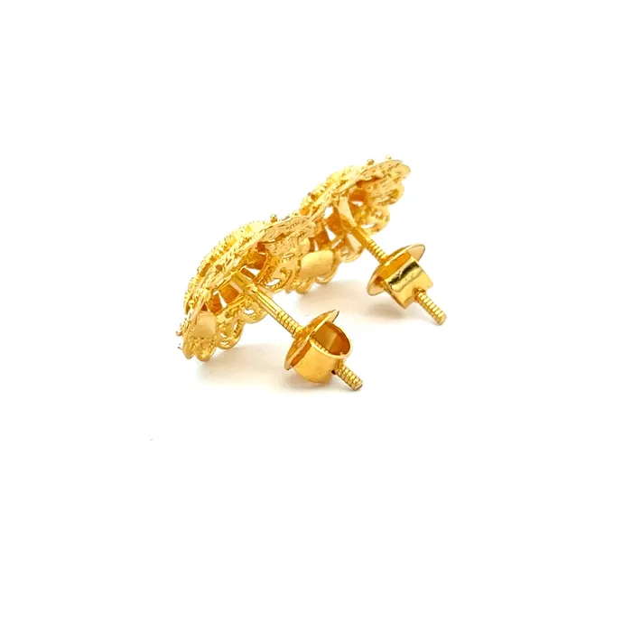 Earrings Gold Palace 22k Yellow Gold Filigree Medium Earrings with gold weight of 552g