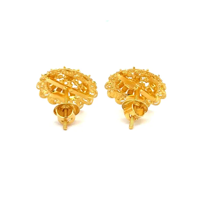 Earrings Gold Palace 22k Yellow Gold Filigree Medium Earrings with gold weight of 552g