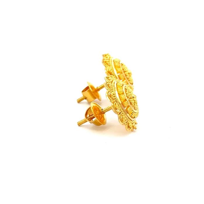Earrings Gold Palace 22k Yellow Gold Filigree Medium Earrings with gold weight of 552g