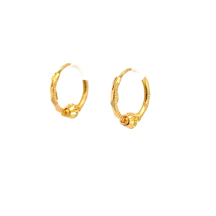 Earrings Gold Palace 22k Yellow Gold Small Patterned Beaded Earrings