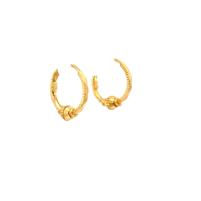 Earrings Gold Palace 22k Yellow Gold Small Patterned Beaded Earrings