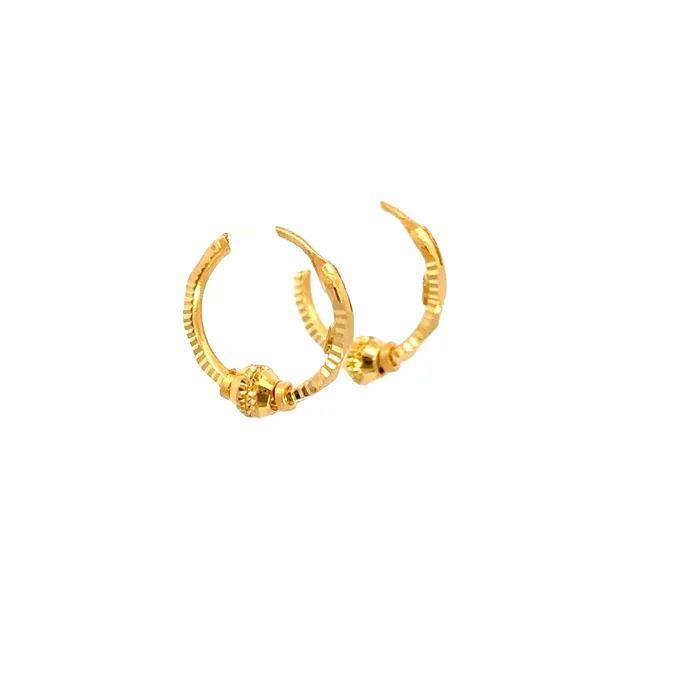 Earrings Gold Palace 22k Yellow Gold Small Patterned Beaded Earrings